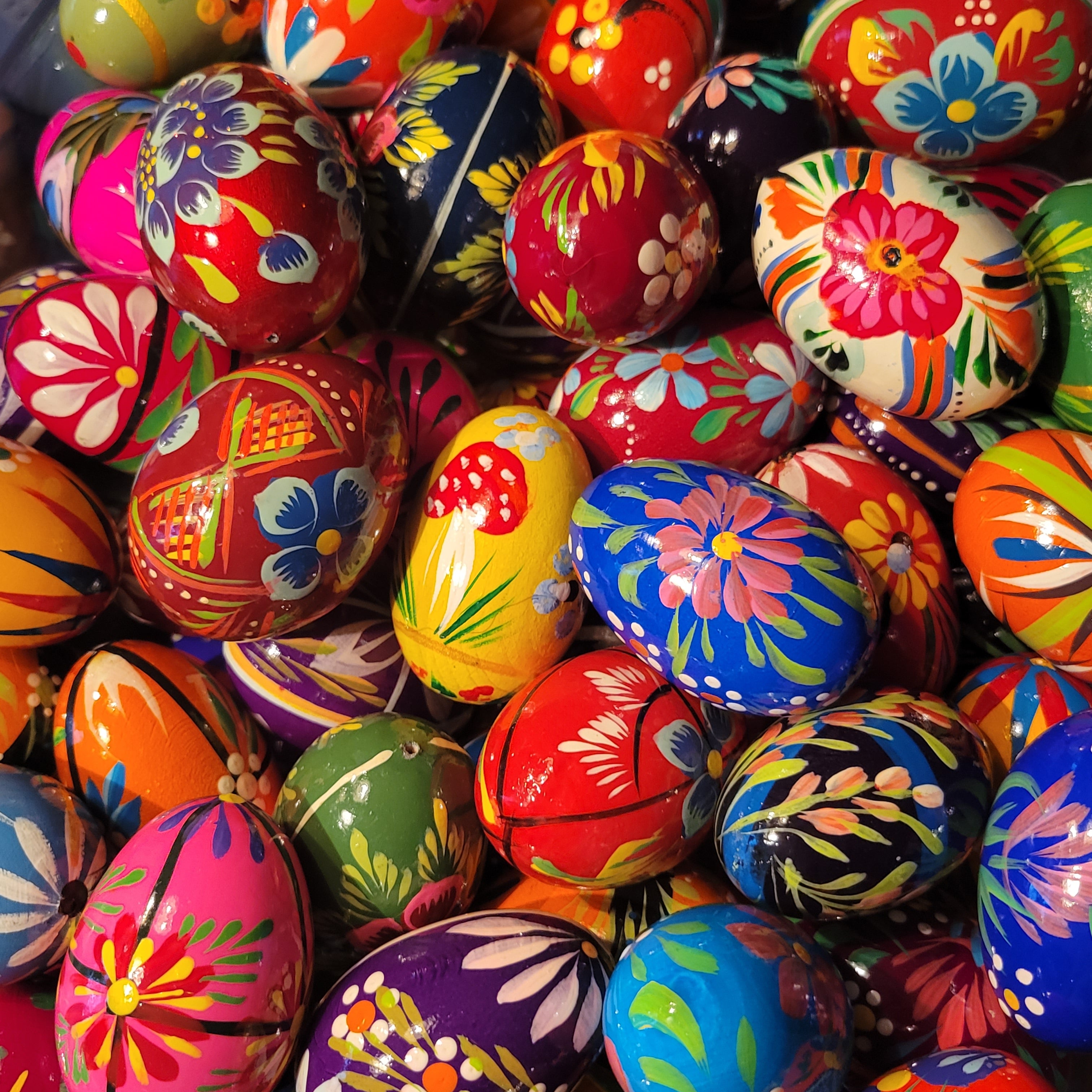Polish Easter Handpainted Wooden Eggs (Pisanki), Set of 12 in Protecti