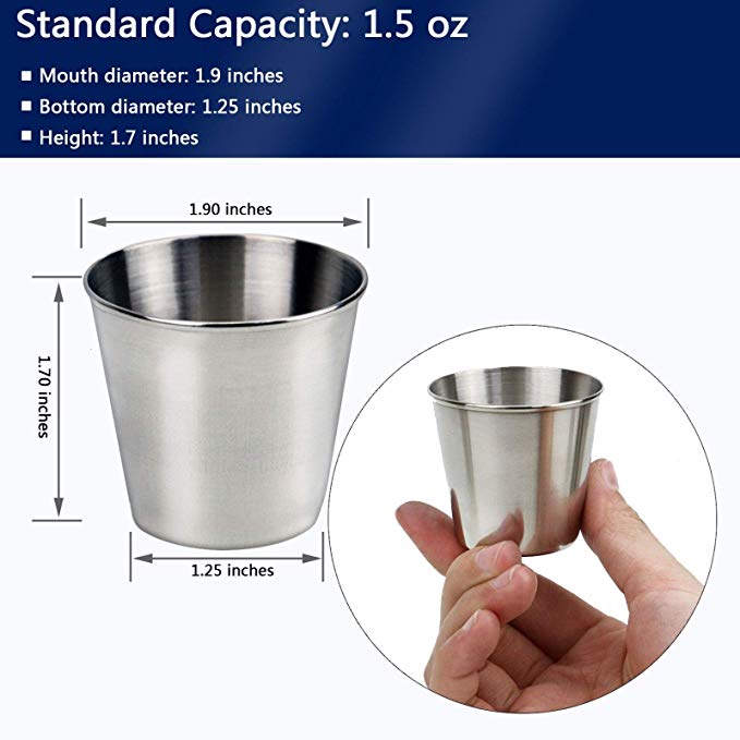 6PCS 1.5 Ounce Stainless Steel Shot Cups Shot Glass Drinking 