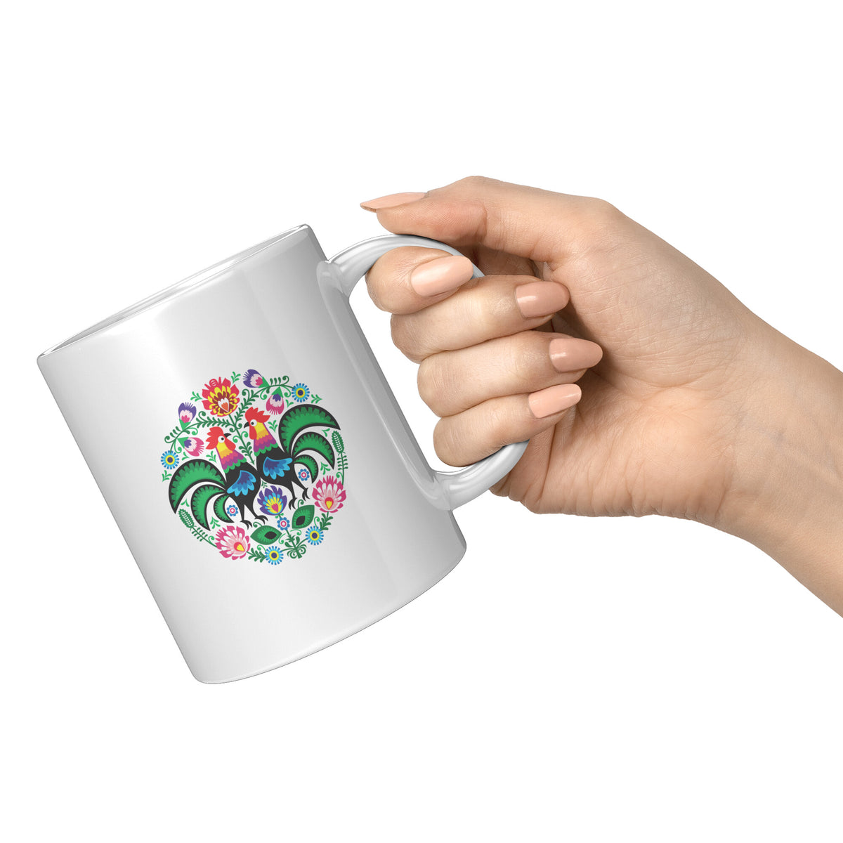 Polish Folk Art Rooster 10oz Insulated Travel Coffee Mug