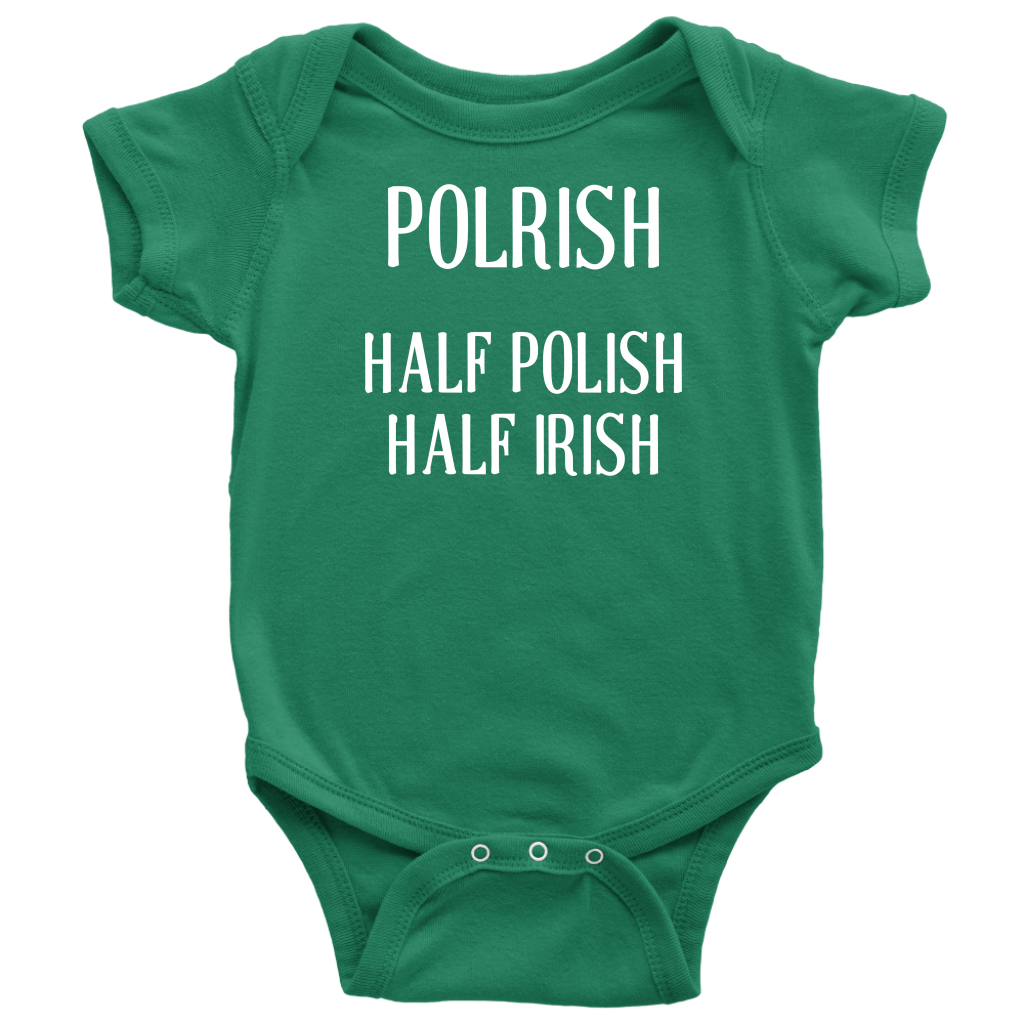 Half english Half Polish' Organic Short-Sleeved Baby Bodysuit