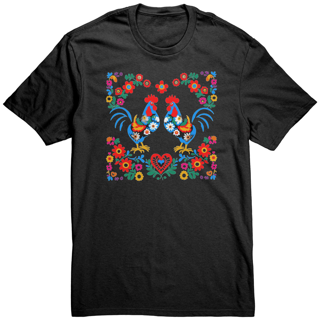 Floral Roosters Unisex TShirt